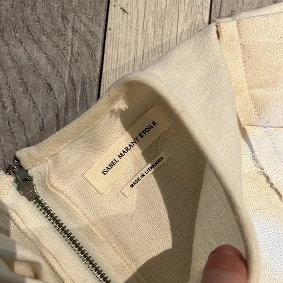 Isabel Marant Etoile natural cream canvas raw hem short sleeve top Size XS (34) - Picture 2 of 4